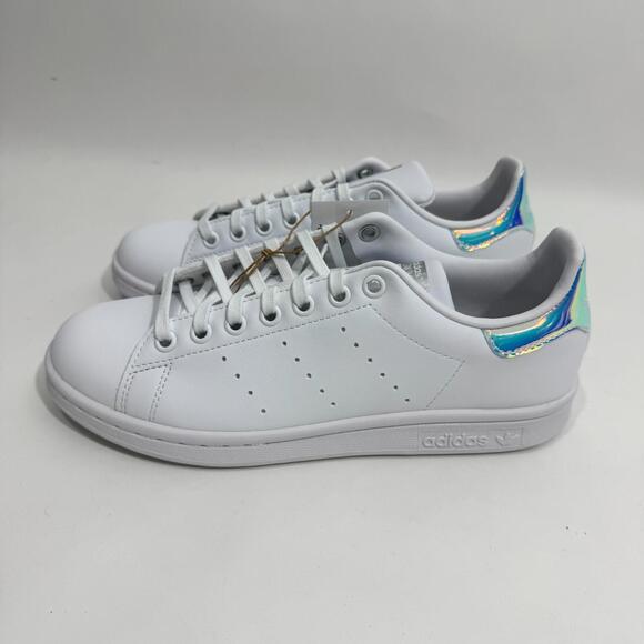 Adidas Originals Big Kid’s Size 6 Cloud White Silver Metallic Stan Smith Sneaker - Picture 4 of 11
